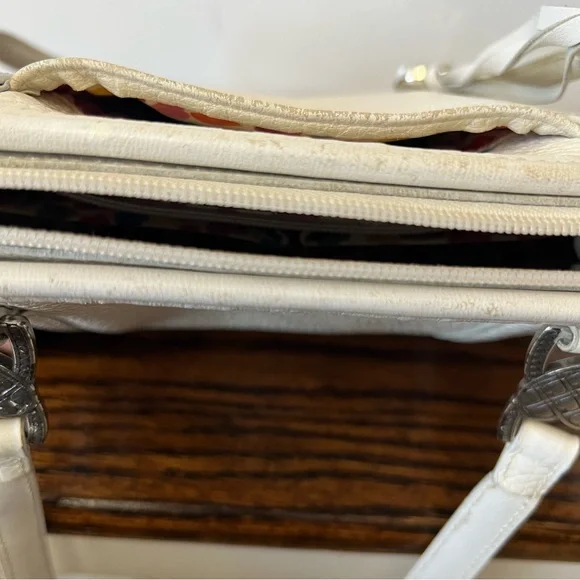 Brighton Fresca White Multicolor Colorful Hearts Leather Shoulder Bag Purse - Picture 8 of 16